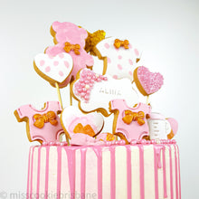 Load image into Gallery viewer, Cookie Decorated Baby Girl Shower Cake