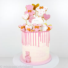 Load image into Gallery viewer, Cookie Decorated Baby Girl Shower Cake